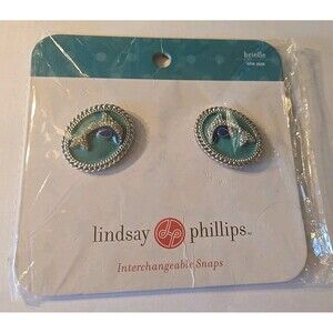 New Lindsay Phillips Brielle Shoe Snaps Dolphin Rhinestone Teal Interchangeable